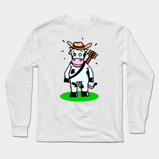 Cow with hat and guitar Long Sleeve T-Shirt